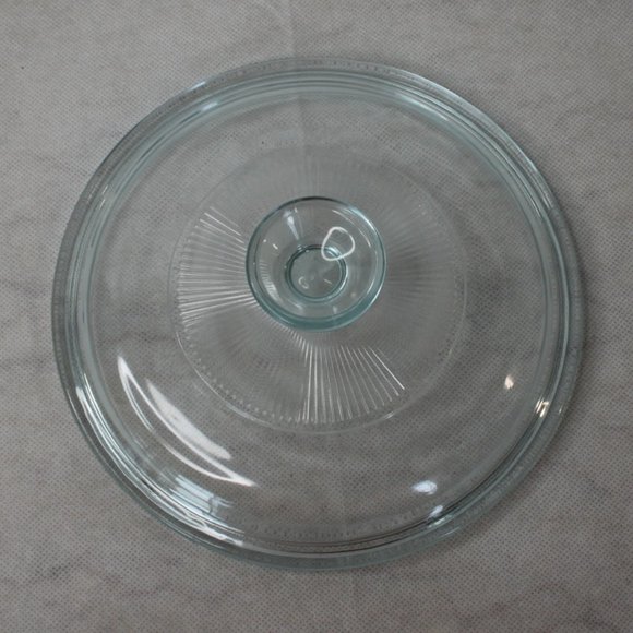 PYREX G5C BLUE TINT GLASS REPLACEMENT LID 7"d INNER RIM ROUND RIBBED 1.5qt - Picture 5 of 16